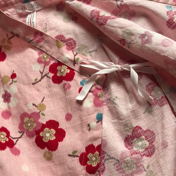 Cherry Blossom Kimono Style Wrap Around Romper - Picture 4 of 8